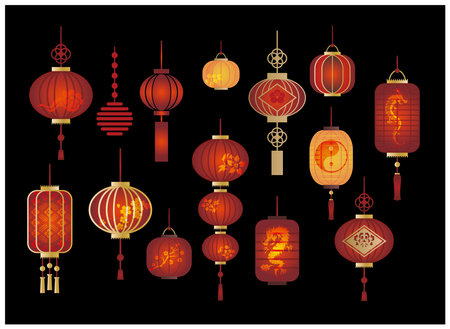 Chinese style lantern decorationのイラスト素材
