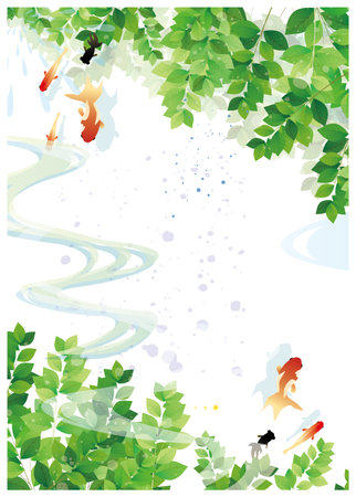 Cool summer Japanese style image backgroundのイラスト素材
