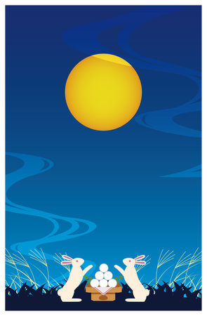 Autumn materials for moon viewingのイラスト素材