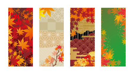 Autumn Leaves Japanese Style Frame Frame Setのイラスト素材