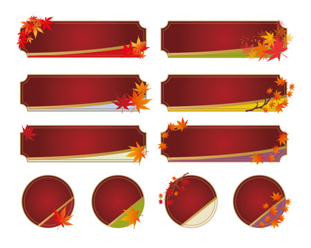 Autumn Leaves Japanese Style Frame Frame Setのイラスト素材