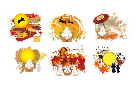 Autumn material background of moon viewingのイラスト素材