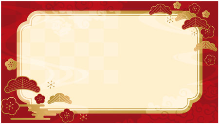 New Year's Japanese style frame frame backgroundのイラスト素材