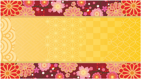 Japanese style background frame frame setのイラスト素材