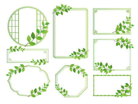 Summer Fresh Green Frame Material Setのイラスト素材