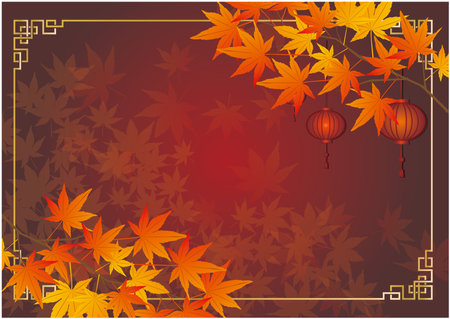 Chinese Style Autumn Frame Frameのイラスト素材