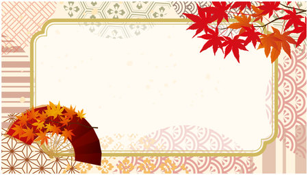 Autumn foliage Japanese style frame frame backgroundのイラスト素材