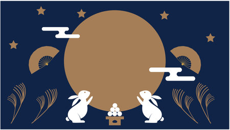 Autumn moon viewing materialのイラスト素材