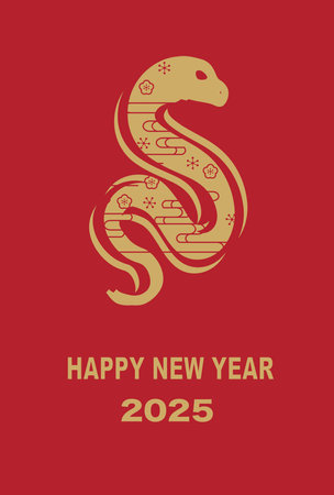 New Year's card 2025 Year of the Snakeのイラスト素材