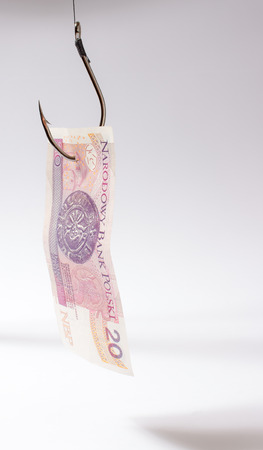 Finansial trap banknotes on the hookの写真素材