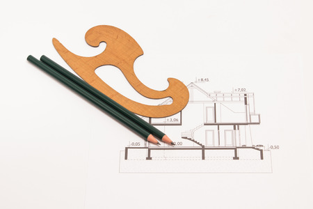 Drawing technical with pencil isolated on white
