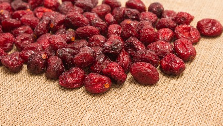 diet supplements dried cranberries on canvas