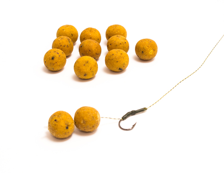 Boilies - Big Carp Fishing Bait isolated on whiteの写真素材