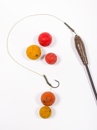 Carp Hook Boilies isolated on white backgroundの写真素材