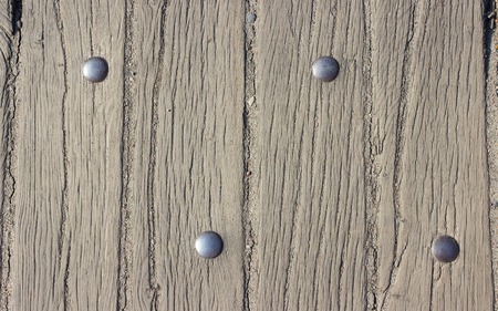 Close up of wooden planks with rivets. Background.の写真素材