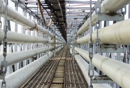 View of steel pipes for water drainage from the power station.の写真素材