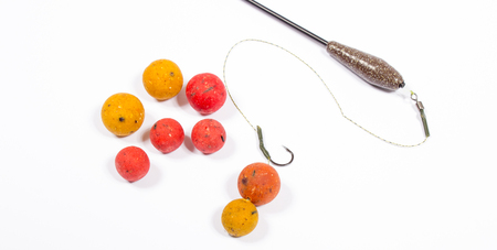 Carp Hook Boilies isolated on white backgroundの写真素材
