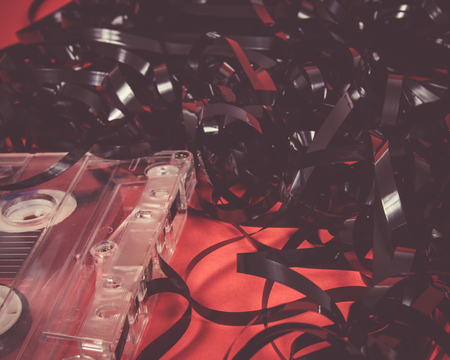 Close up of the vintage audio cassette.