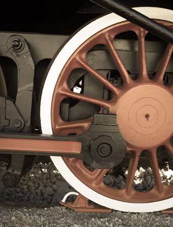 Steam locomotive with tender . Details .の写真素材