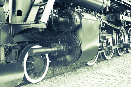 Steam locomotive with tender . Details .のeditorial素材