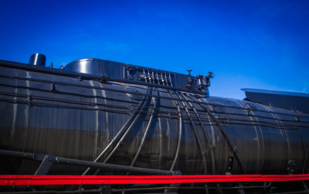 Steam locomotive with tender . Details .のeditorial素材
