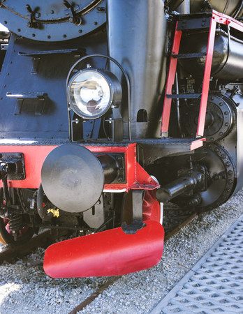 Steam locomotive with tender . Details .のeditorial素材