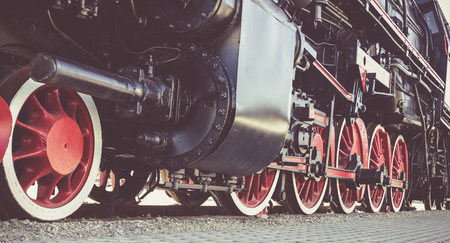 Steam locomotive with tender . Details .のeditorial素材