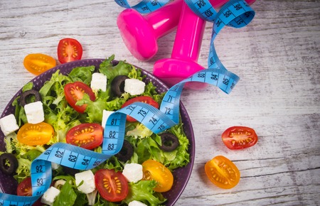 Greek salad with fresh vegetables. Concept of healthy diet.