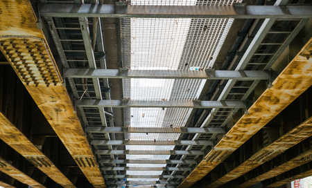 Details of the structure of the bridge. View from the bottom.の写真素材