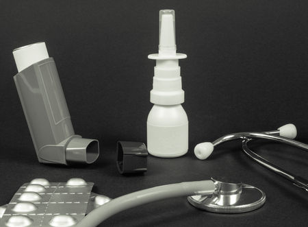 An inhaler for the treatment of asthma and allergies.の写真素材