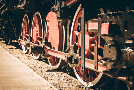 Steam locomotive with tender . Details .の写真素材