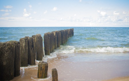 Beach, view of the sea on a sunny day. Baltic sea landscape.の写真素材
