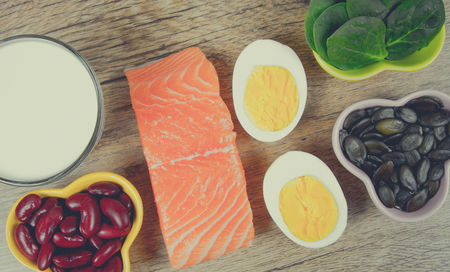 Products containing a lot of vitamin D. A healthy diet - vitamins.の写真素材