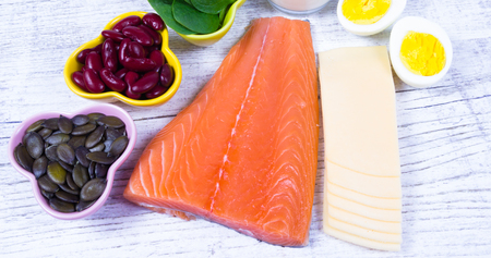 Products containing a lot of vitamin D. A healthy diet - vitamins.の写真素材