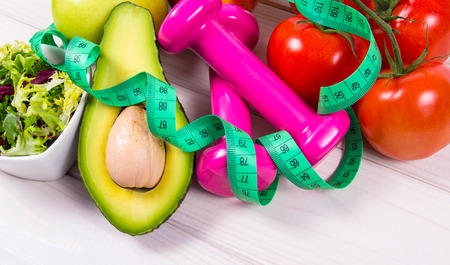 Fruit and vegetables as part of a healthy diet - concept of healthy eating.の写真素材