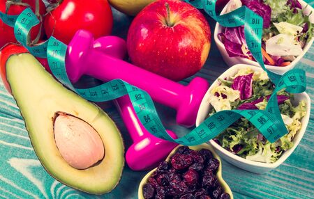 Fruit and vegetables as part of a healthy diet - concept of healthy eating.