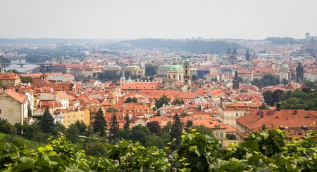 Prague - the capital of the Czech Republic. Panorama of the city, landscape view with red roofs.の写真素材