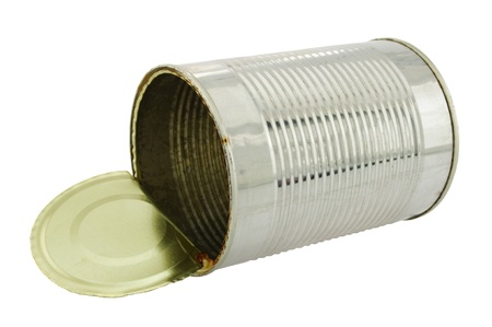 empty tin can on white background