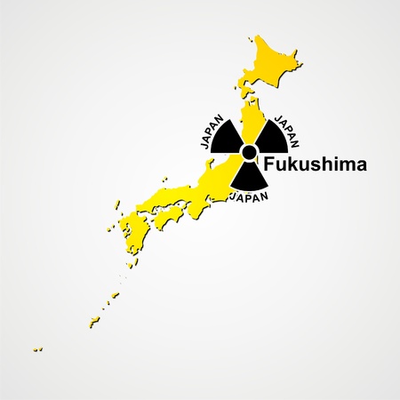 silhouette to japan and sign to radiation, damage on fukushimaのイラスト素材