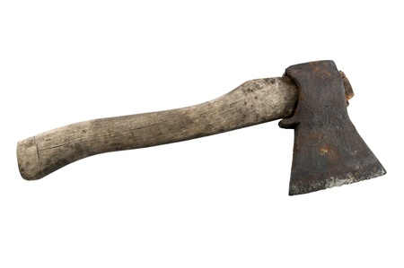 Old axe on white backgroundの写真素材