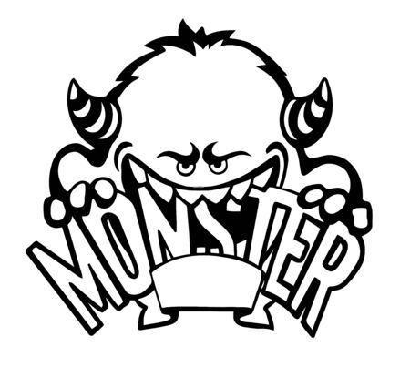 Cute monster icon such logo,  vector, blackのイラスト素材