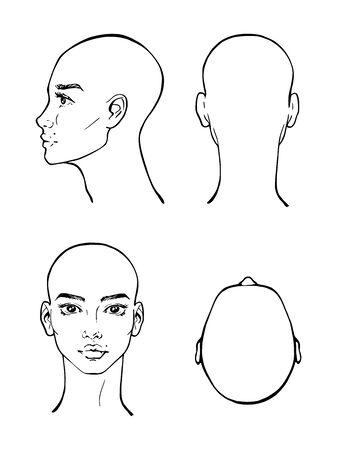 Beautiful woman face, black and white, vector, illustrationのイラスト素材