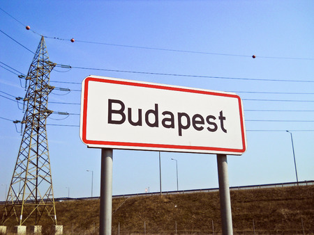 Road sign. Budapest. Hungaryの写真素材
