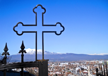 Orthodox cross. Prizren. Kosovoの写真素材