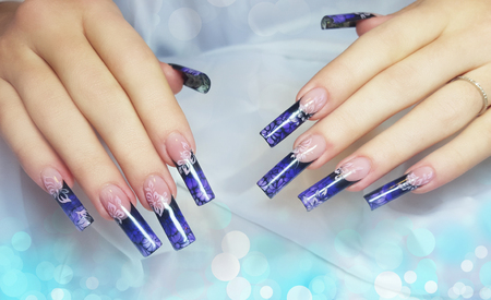 Nail art, beautiful nails for Christmas, manicure for women's day.の写真素材