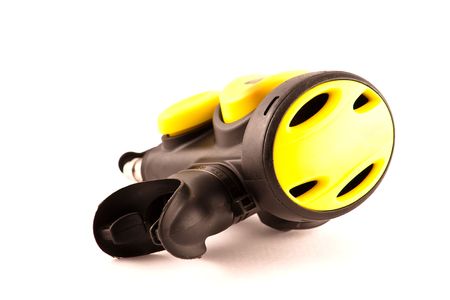 Secondary (octopus) scuba diving regulator isolated on the white backgroundの写真素材