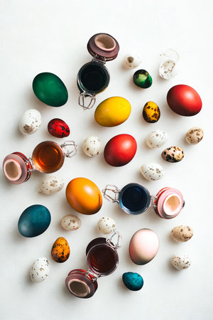 A diverse assortment of smooth, polished stones in various vibrant colors and shapes, laid out on a clean white background.の写真素材