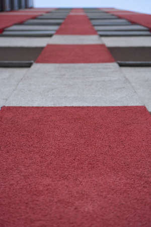 Red carpet on the street. Red carpet on the street. Red carpet on the ground.の写真素材