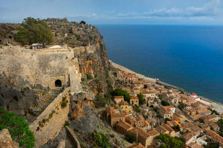 view of the old town of monemvassia