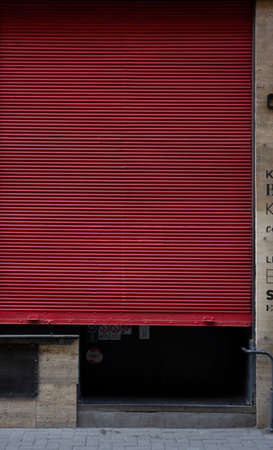 red door on the street budapest hungaryの写真素材
